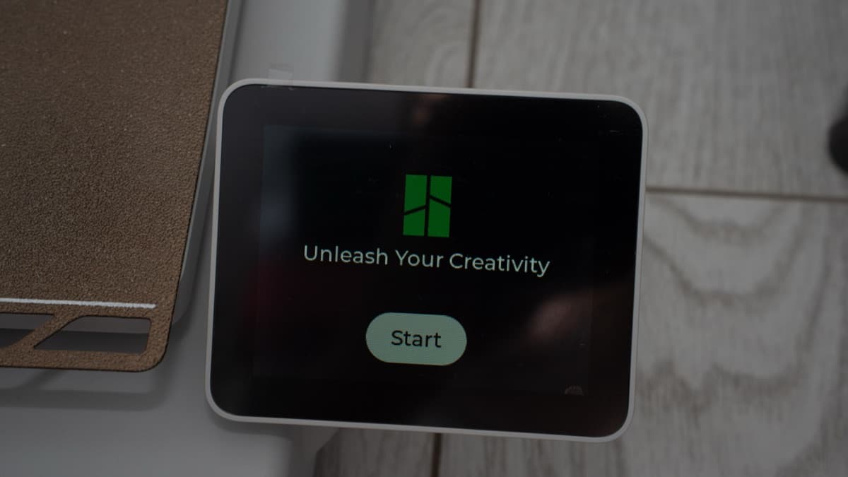 Color touchscreen showing the initial startup boot screen